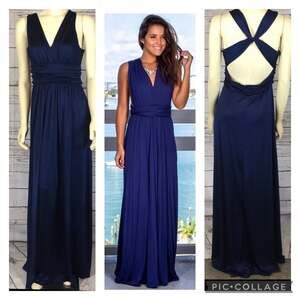 Express Navy halter neck open back maxi dress size medium